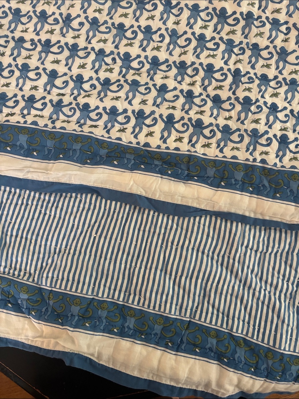 Roller rabbit Blue & White Monkey Print Cotton Bedding Throw